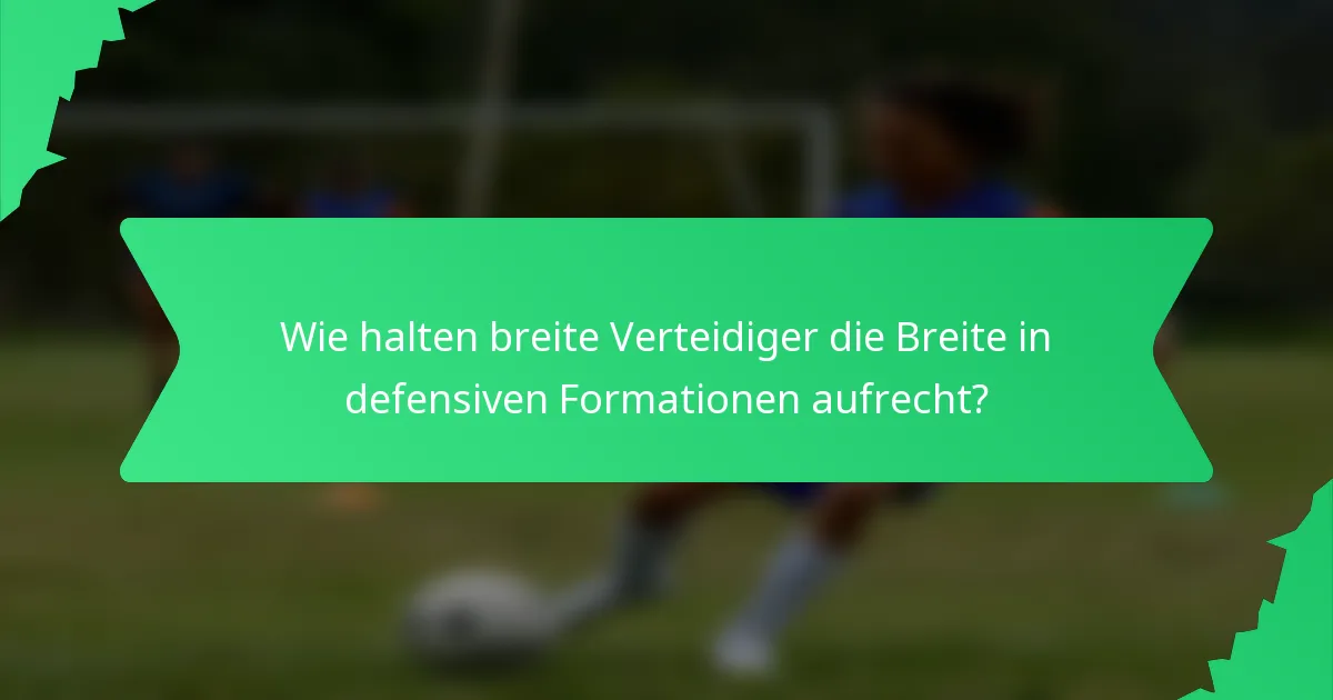 Wie halten breite Verteidiger die Breite in defensiven Formationen aufrecht?